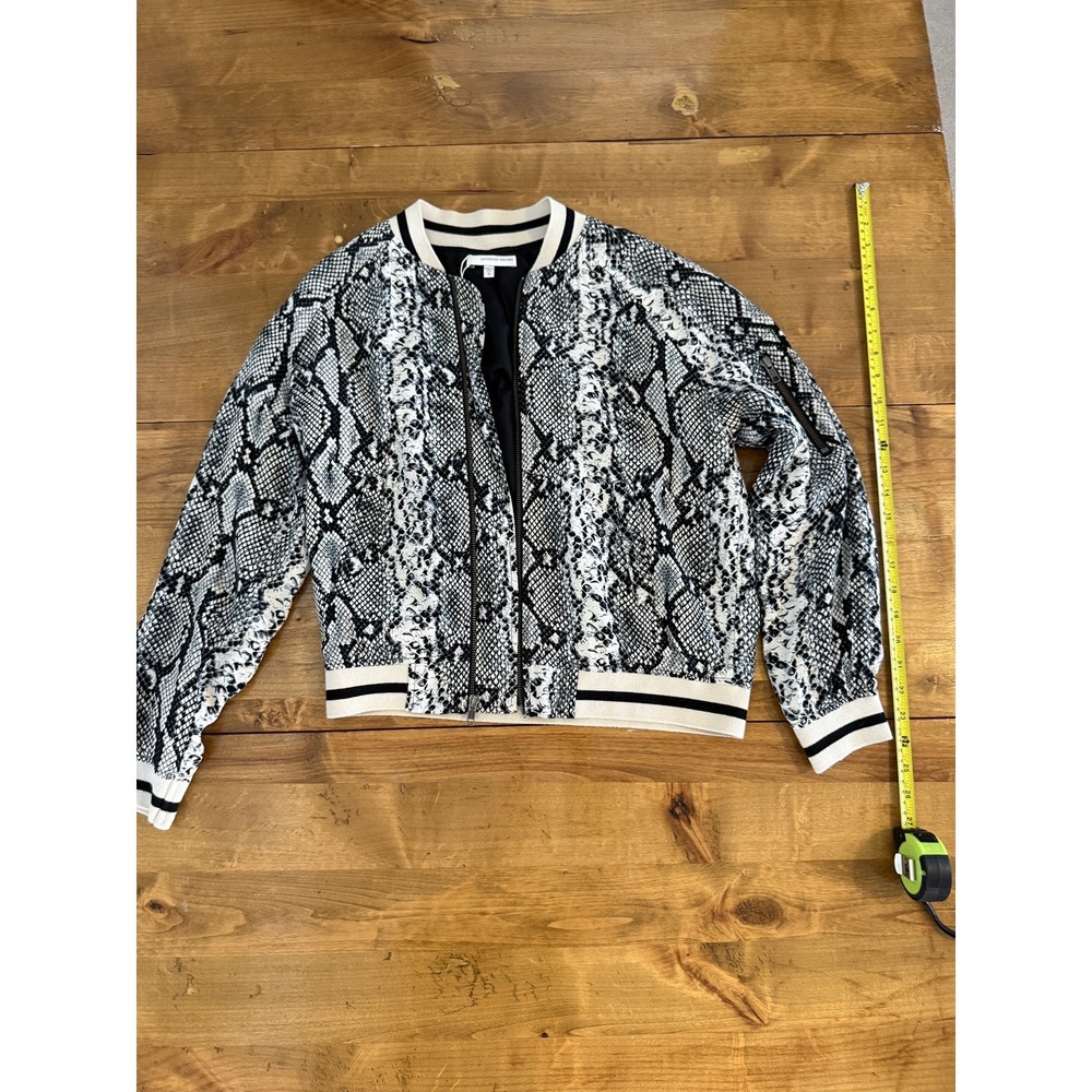 LAVENDER BROWN Small Python Snake Print Bomber Jacket Pockets Y2K - Picture 3 of 14
